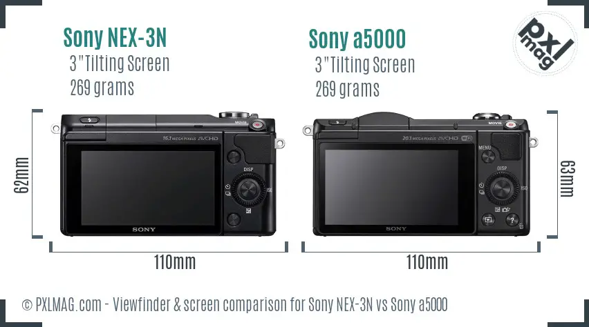 Sony NEX-3N vs Sony a5000 Screen and Viewfinder comparison