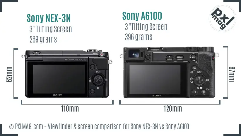 Sony NEX-3N vs Sony A6100 Screen and Viewfinder comparison