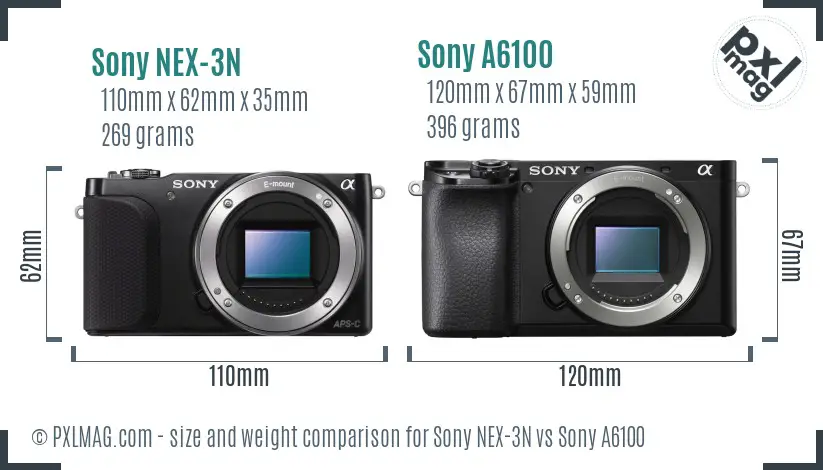 Sony NEX-3N vs Sony A6100 size comparison