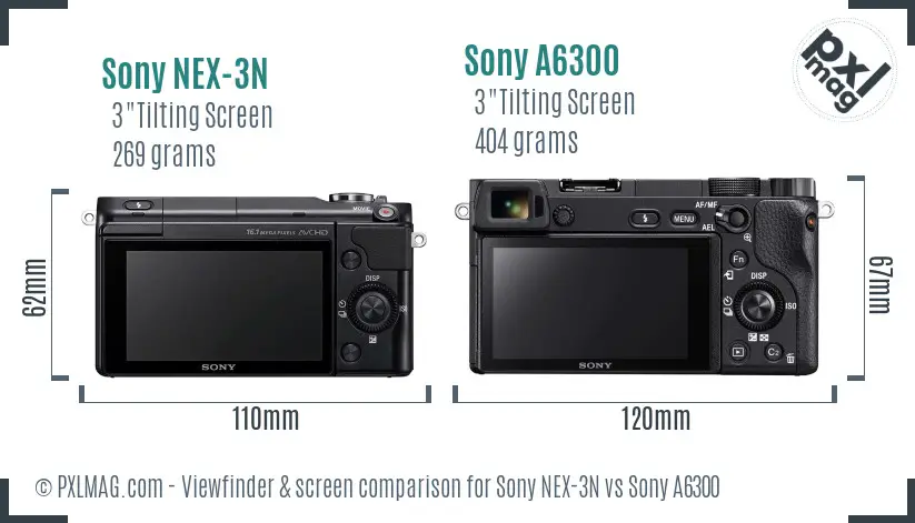 Sony NEX-3N vs Sony A6300 Screen and Viewfinder comparison