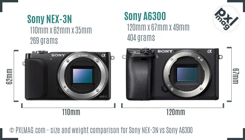 Sony NEX-3N vs Sony A6300 size comparison