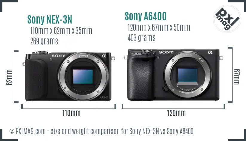 Sony NEX-3N vs Sony A6400 size comparison