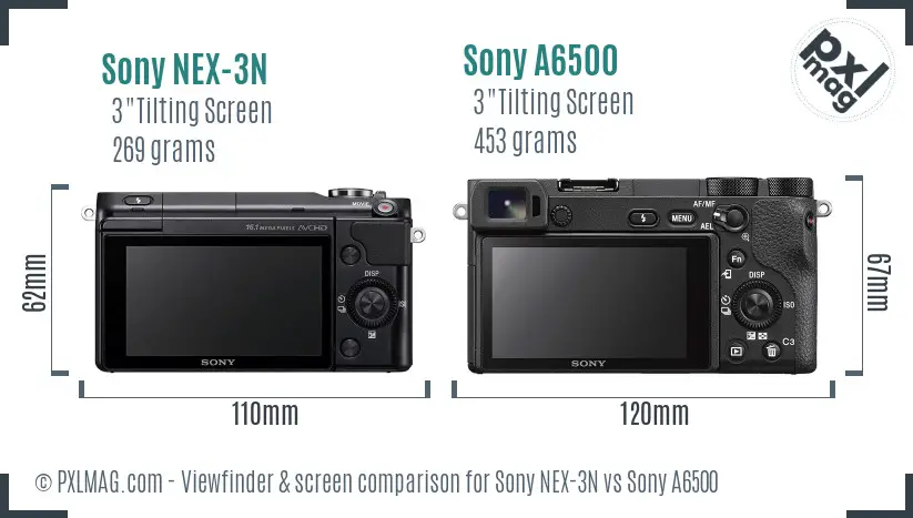 Sony NEX-3N vs Sony A6500 Screen and Viewfinder comparison