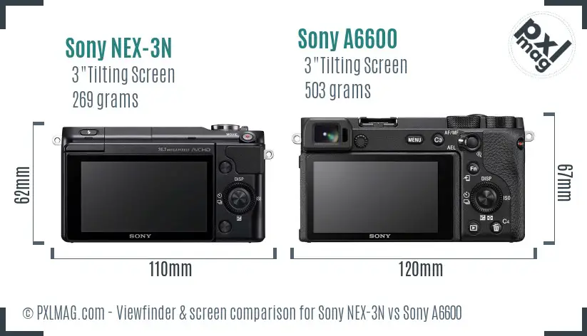 Sony NEX-3N vs Sony A6600 Screen and Viewfinder comparison