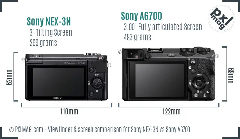 Sony NEX-3N vs Sony A6700 Screen and Viewfinder comparison Sony NEX-3N vs Sony A6700 Screen and Viewfinder comparison