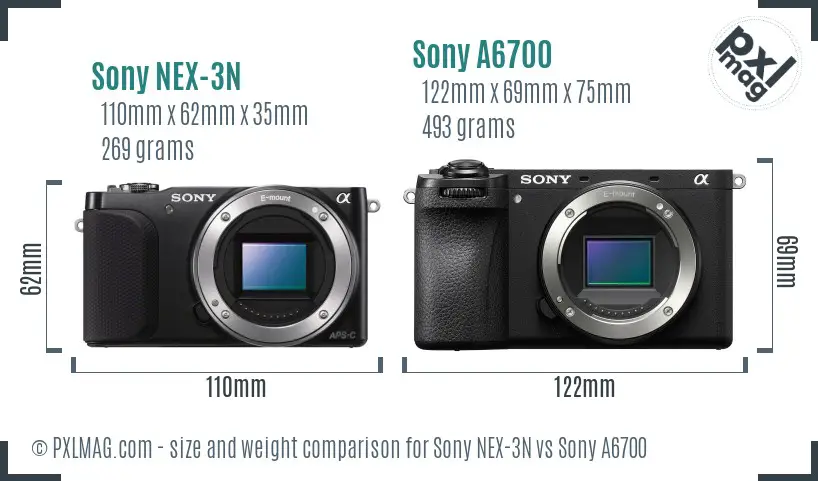 Sony NEX-3N vs Sony A6700 size comparison Sony NEX-3N vs Sony A6700 size comparison