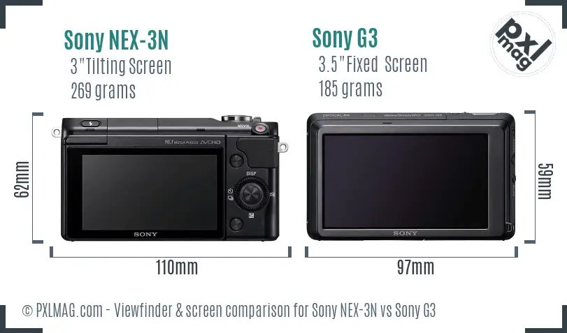 Sony NEX-3N vs Sony G3 Screen and Viewfinder comparison