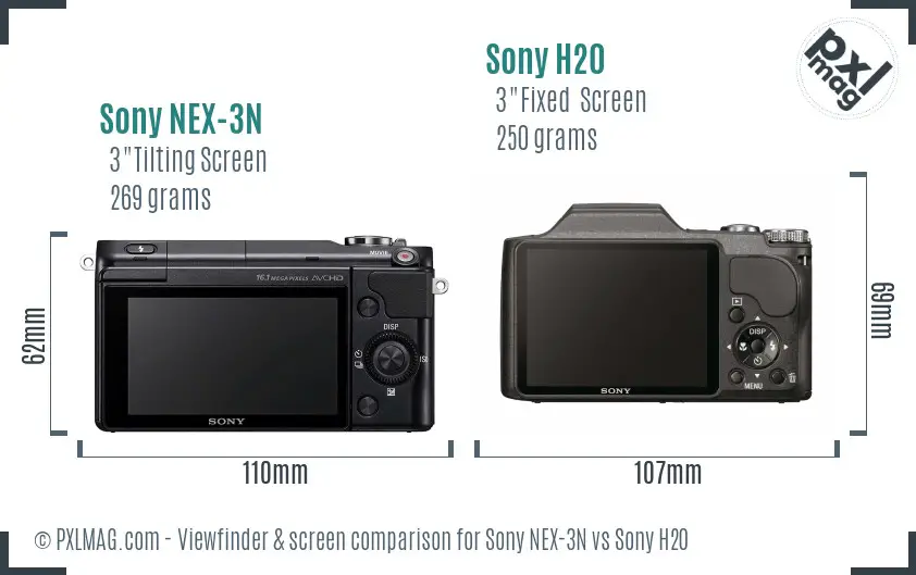 Sony NEX-3N vs Sony H20 Screen and Viewfinder comparison