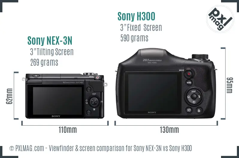 Sony NEX-3N vs Sony H300 Screen and Viewfinder comparison