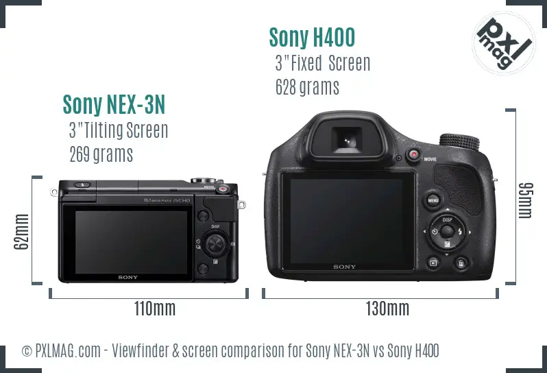 Sony NEX-3N vs Sony H400 Screen and Viewfinder comparison