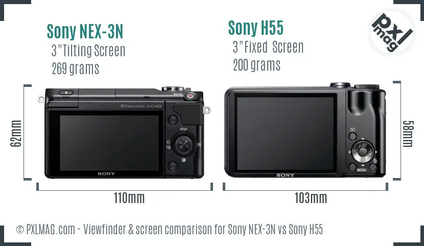 Sony NEX-3N vs Sony H55 Screen and Viewfinder comparison