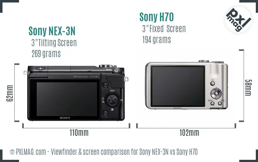 Sony NEX-3N vs Sony H70 Screen and Viewfinder comparison