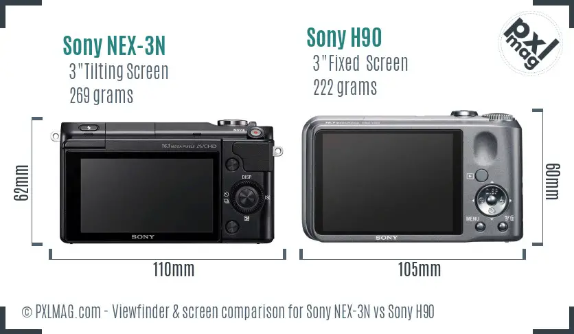 Sony NEX-3N vs Sony H90 Screen and Viewfinder comparison