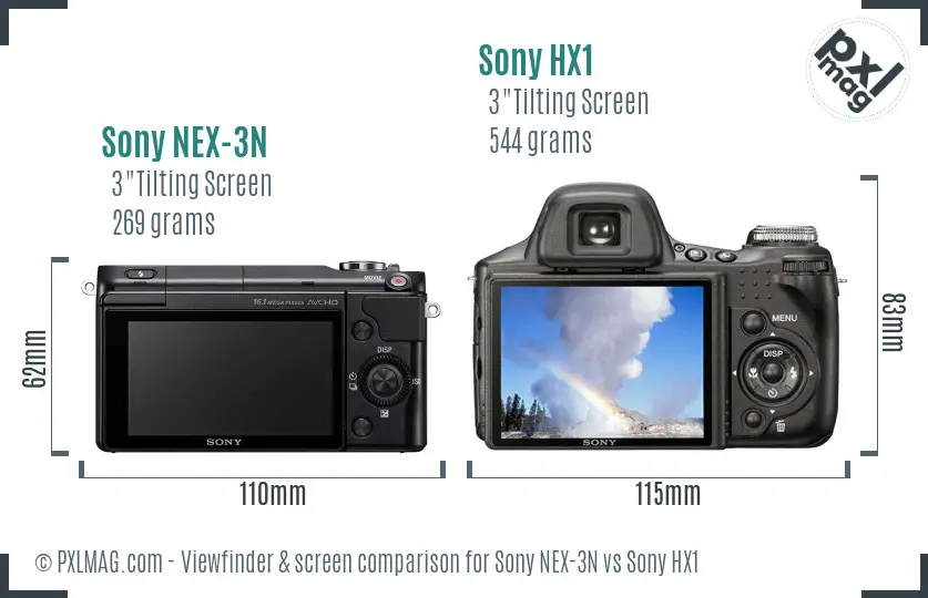 Sony NEX-3N vs Sony HX1 Screen and Viewfinder comparison