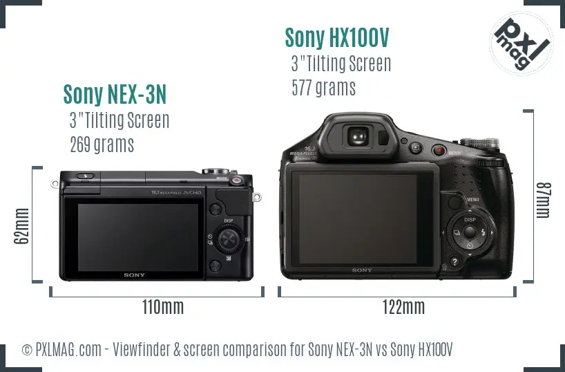 Sony NEX-3N vs Sony HX100V Screen and Viewfinder comparison