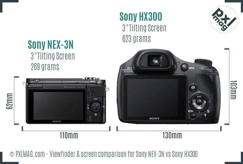 Sony NEX-3N vs Sony HX300 Screen and Viewfinder comparison
