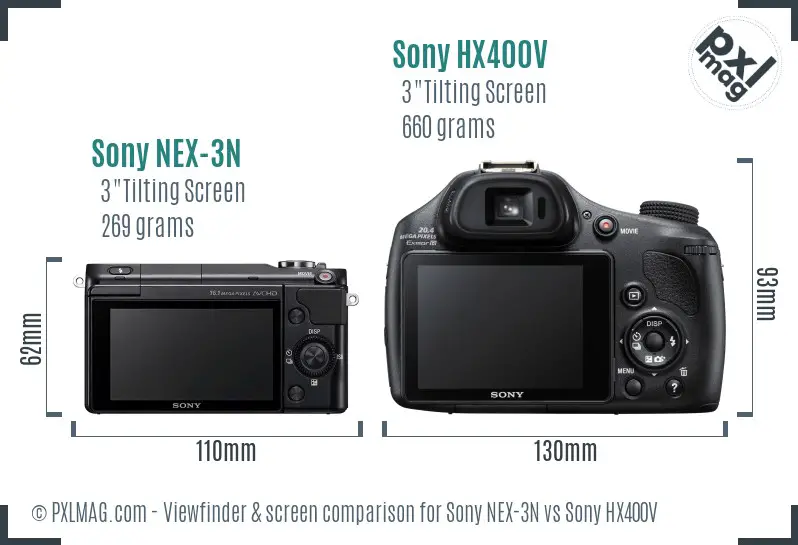Sony NEX-3N vs Sony HX400V Screen and Viewfinder comparison