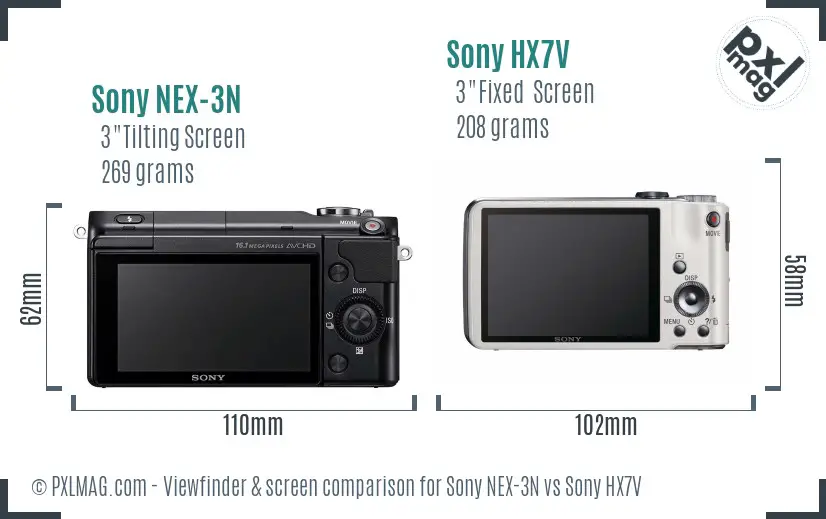 Sony NEX-3N vs Sony HX7V Screen and Viewfinder comparison