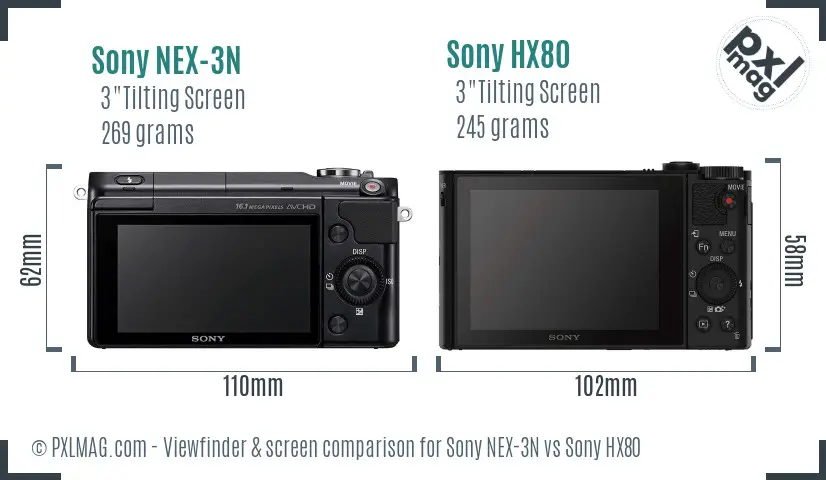 Sony NEX-3N vs Sony HX80 Screen and Viewfinder comparison