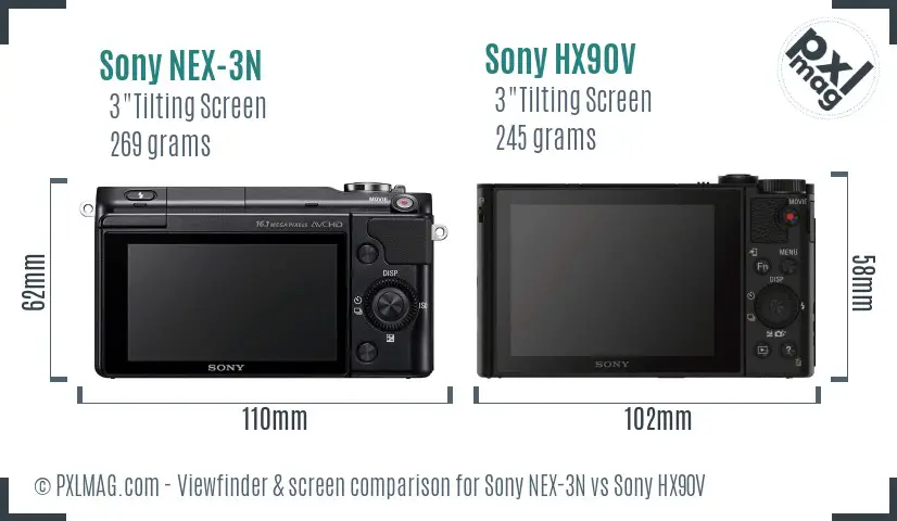 Sony NEX-3N vs Sony HX90V Screen and Viewfinder comparison