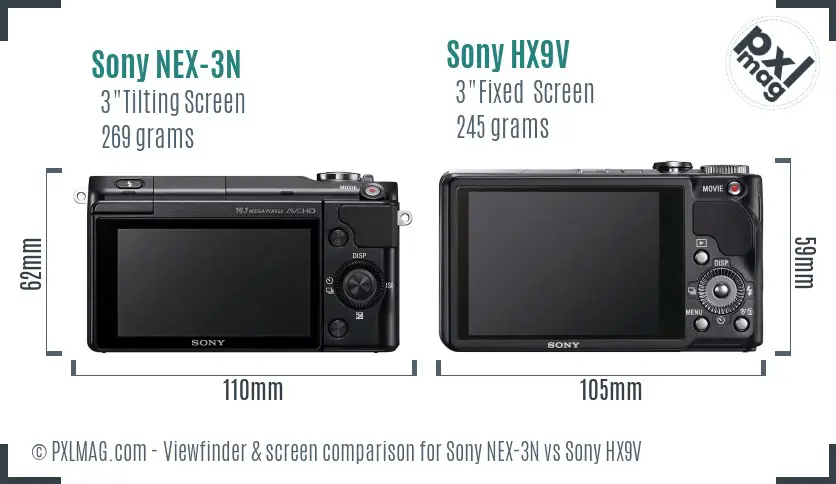 Sony NEX-3N vs Sony HX9V Screen and Viewfinder comparison