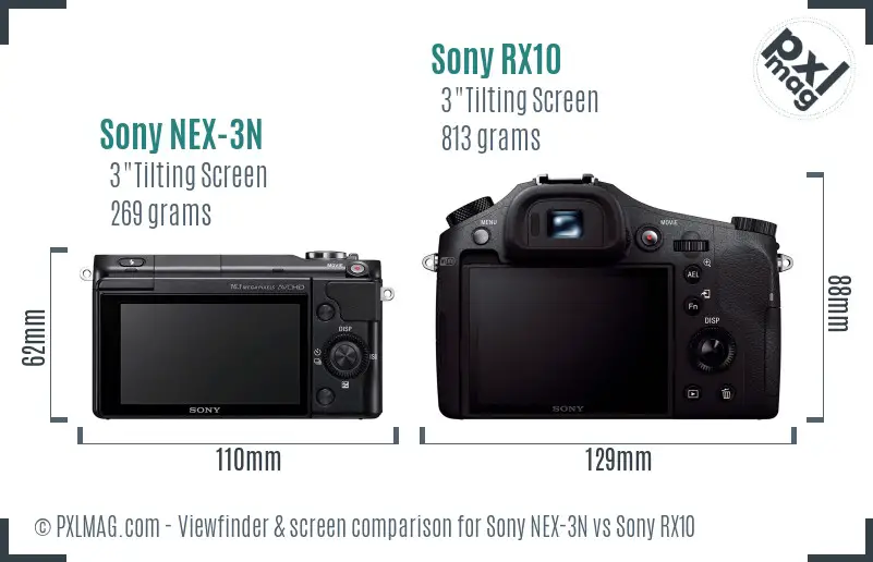 Sony NEX-3N vs Sony RX10 Screen and Viewfinder comparison