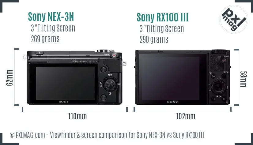 Sony NEX-3N vs Sony RX100 III Screen and Viewfinder comparison