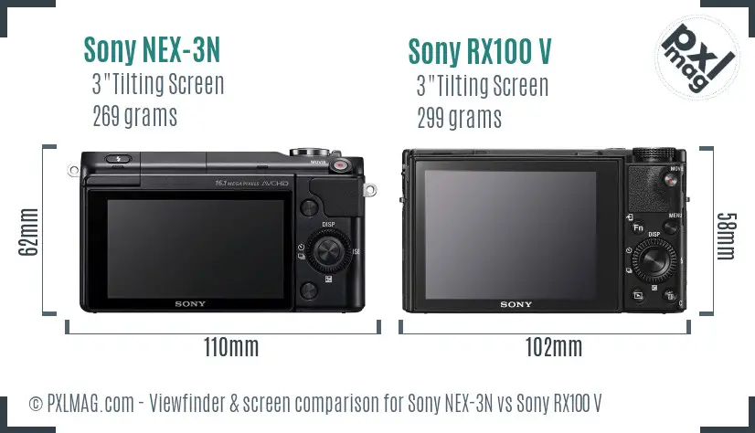 Sony NEX-3N vs Sony RX100 V Screen and Viewfinder comparison