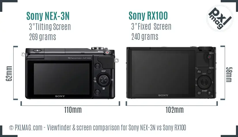 Sony NEX-3N vs Sony RX100 Screen and Viewfinder comparison