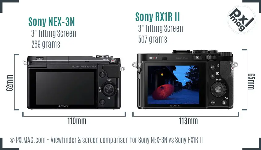 Sony NEX-3N vs Sony RX1R II Screen and Viewfinder comparison