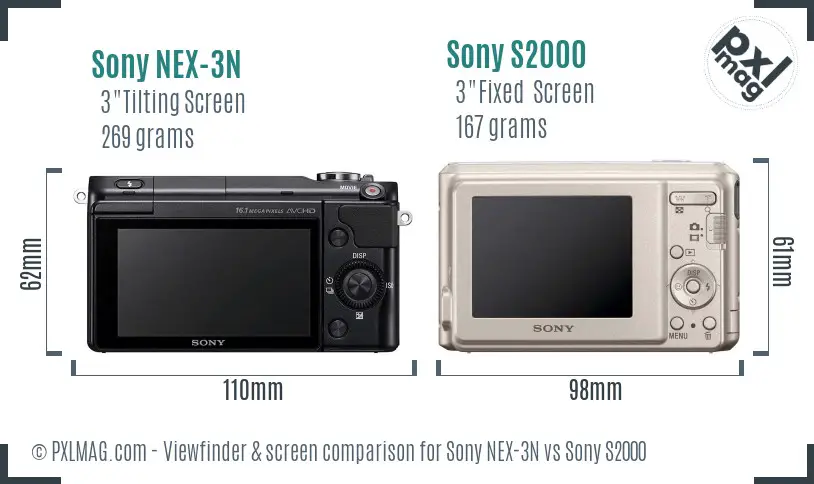 Sony NEX-3N vs Sony S2000 Screen and Viewfinder comparison
