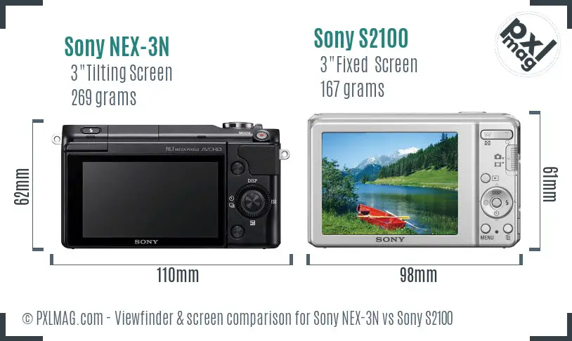 Sony NEX-3N vs Sony S2100 Screen and Viewfinder comparison