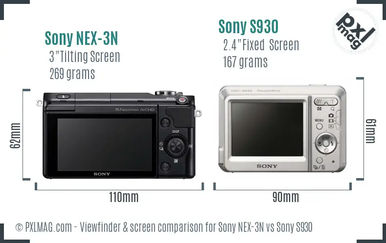 Sony NEX-3N vs Sony S930 Screen and Viewfinder comparison