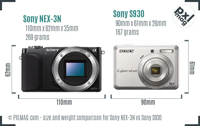 Sony NEX-3N vs Sony S930 size comparison