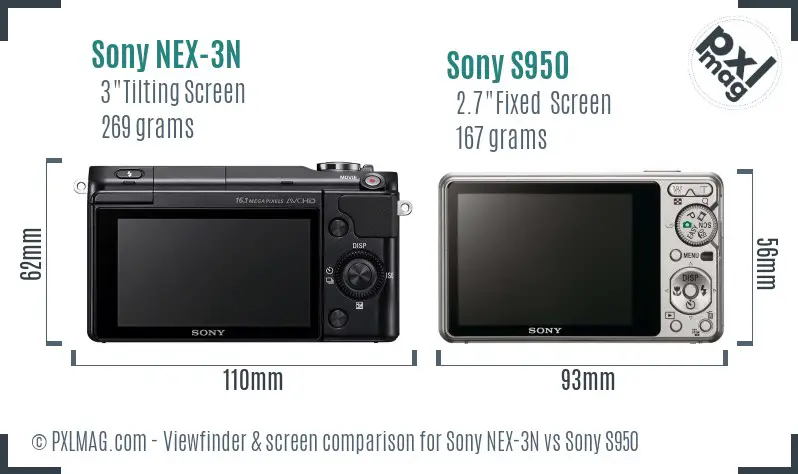 Sony NEX-3N vs Sony S950 Screen and Viewfinder comparison