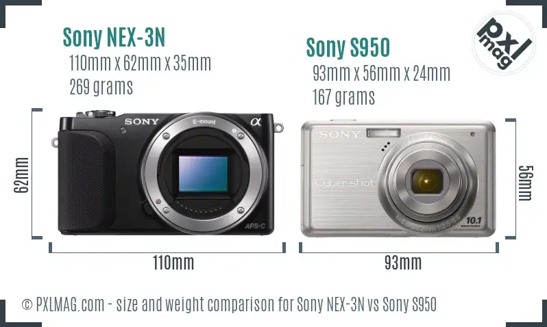 Sony NEX-3N vs Sony S950 size comparison