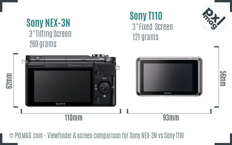 Sony NEX-3N vs Sony T110 Screen and Viewfinder comparison
