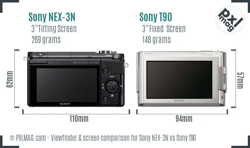 Sony NEX-3N vs Sony T90 Screen and Viewfinder comparison