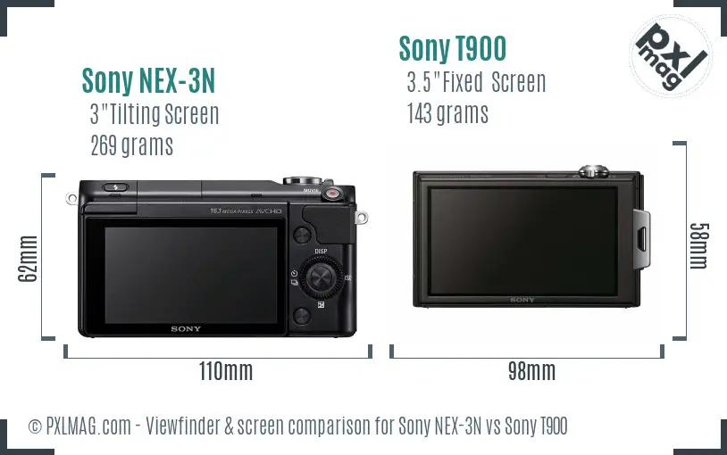 Sony NEX-3N vs Sony T900 Screen and Viewfinder comparison