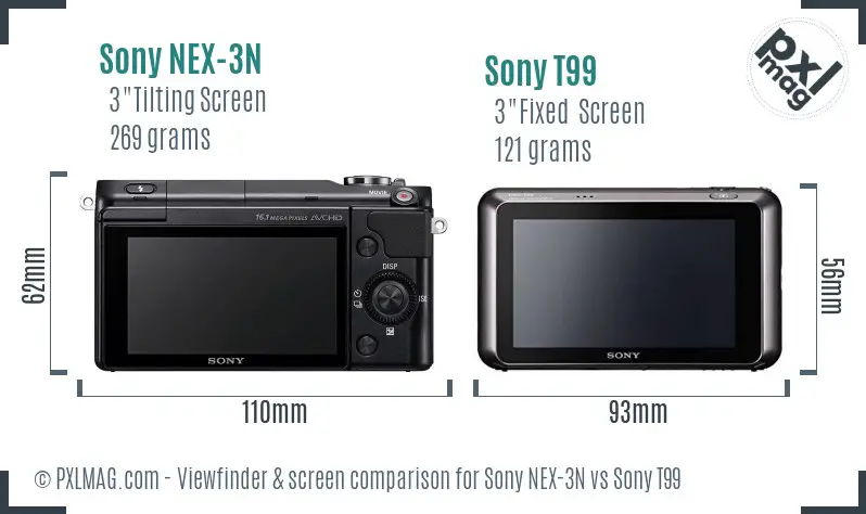 Sony NEX-3N vs Sony T99 Screen and Viewfinder comparison