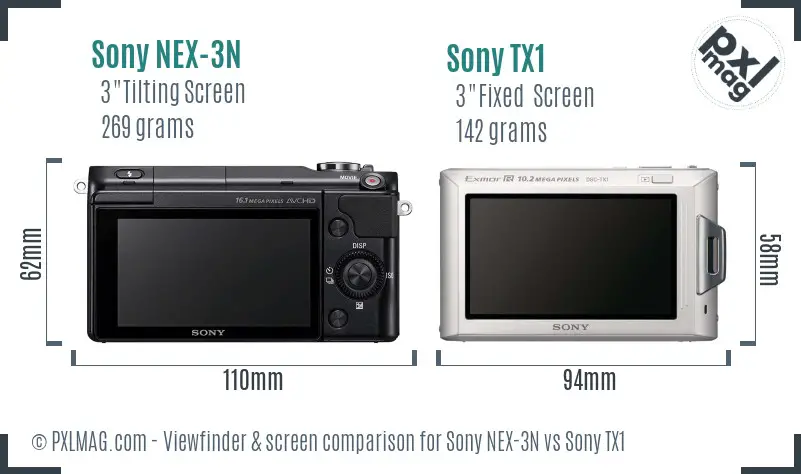 Sony NEX-3N vs Sony TX1 Screen and Viewfinder comparison