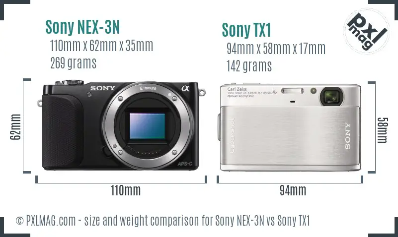 Sony NEX-3N vs Sony TX1 size comparison