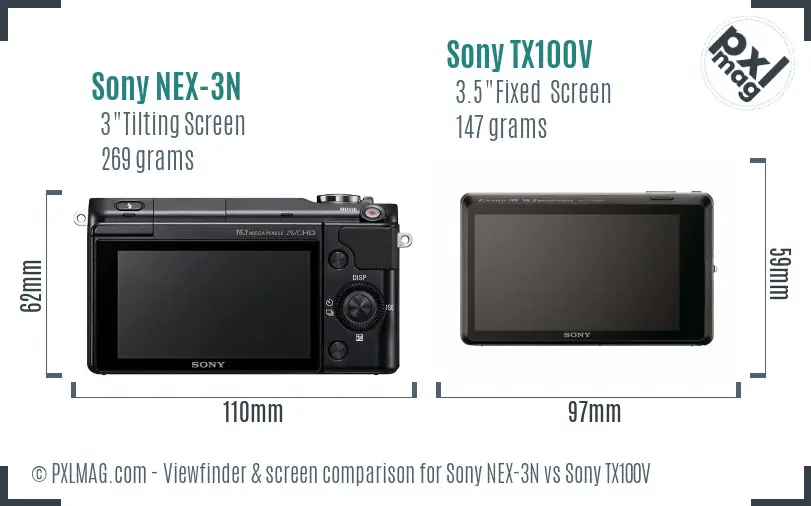 Sony NEX-3N vs Sony TX100V Screen and Viewfinder comparison