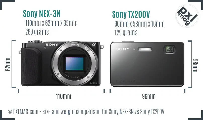 Sony NEX-3N vs Sony TX200V size comparison