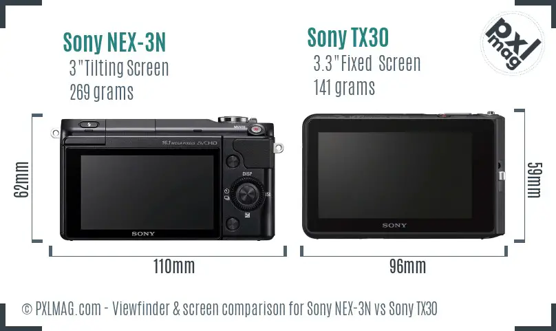 Sony NEX-3N vs Sony TX30 Screen and Viewfinder comparison