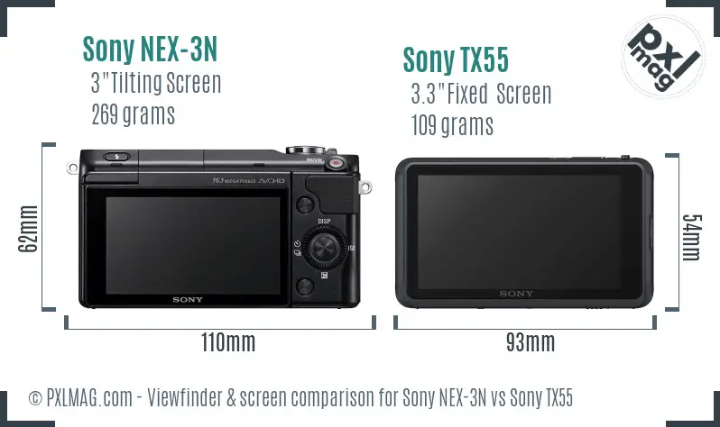 Sony NEX-3N vs Sony TX55 Screen and Viewfinder comparison