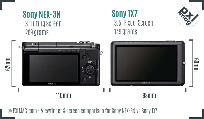 Sony NEX-3N vs Sony TX7 Screen and Viewfinder comparison