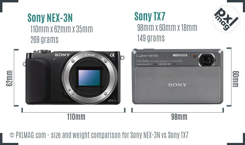 Sony NEX-3N vs Sony TX7 size comparison