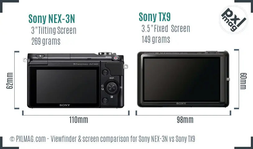 Sony NEX-3N vs Sony TX9 Screen and Viewfinder comparison