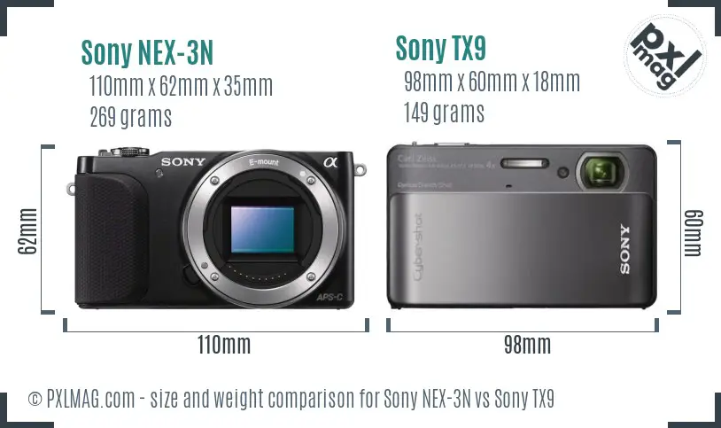 Sony NEX-3N vs Sony TX9 size comparison
